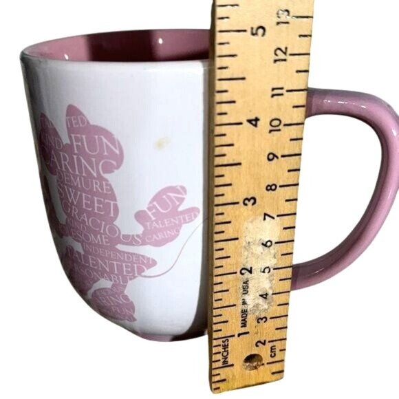 Disney Parks Pink & White Mug Minnie Mouse Pink Silouette Kin Words - Picture 4 of 4